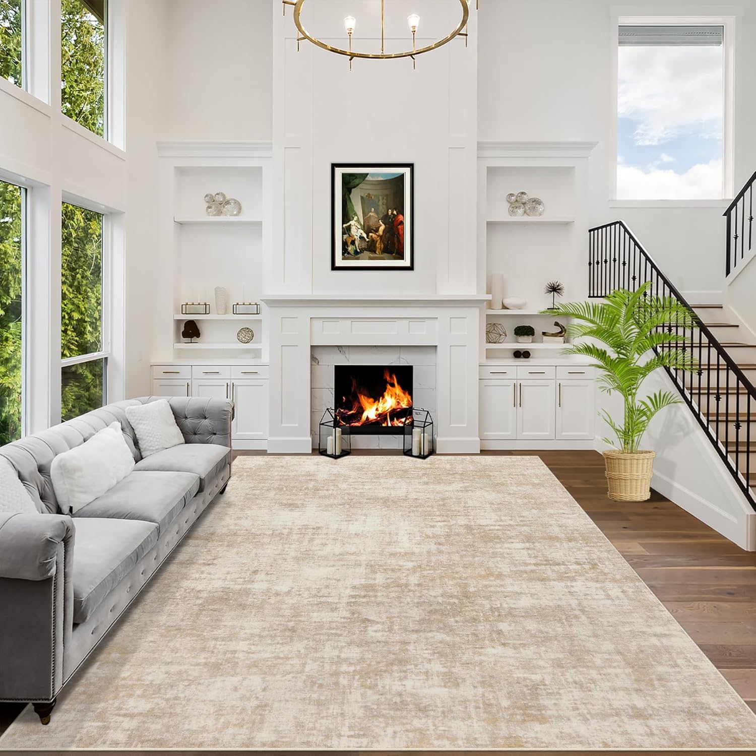 8x10 Area Rugs Washable Rug for Modern Living Room Comfort