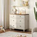 WAMPAT Baby Dresser with 3 Drawers - Compact Rustic White Chest
