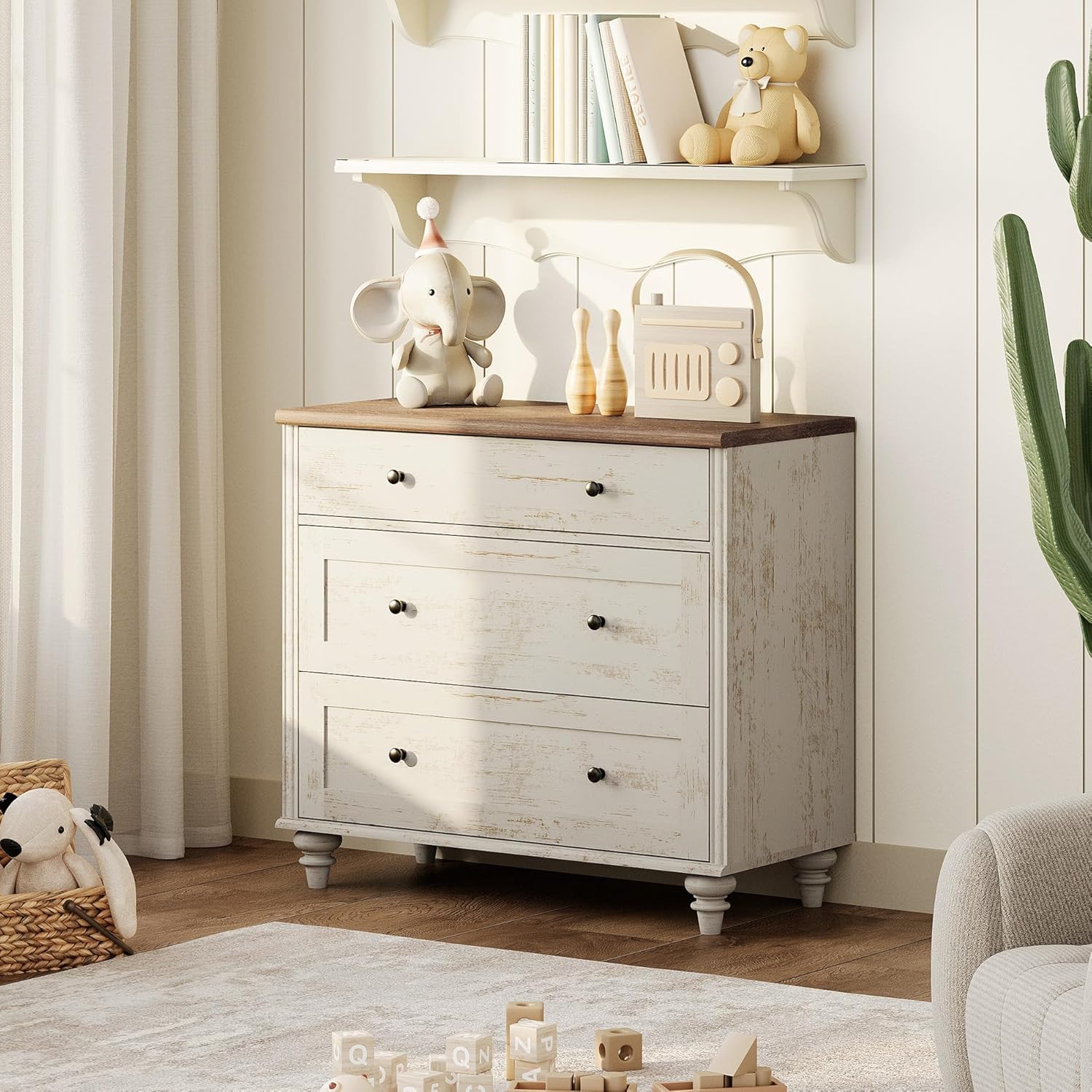 WAMPAT Baby Dresser with 3 Drawers for Kids and Nursery
