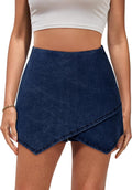 luvamia Jean Skorts High Waisted Wrap Denim Skort - Stretchy Comfort