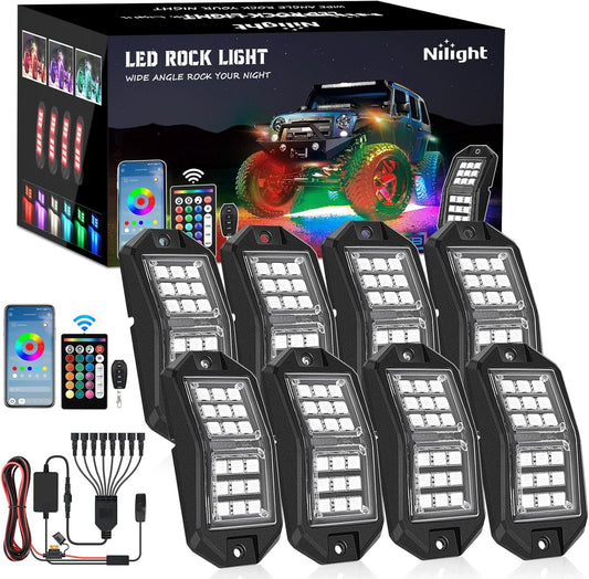 Nilight RGB LED Rock Lights Kit for Offroad Vehicles and Boats