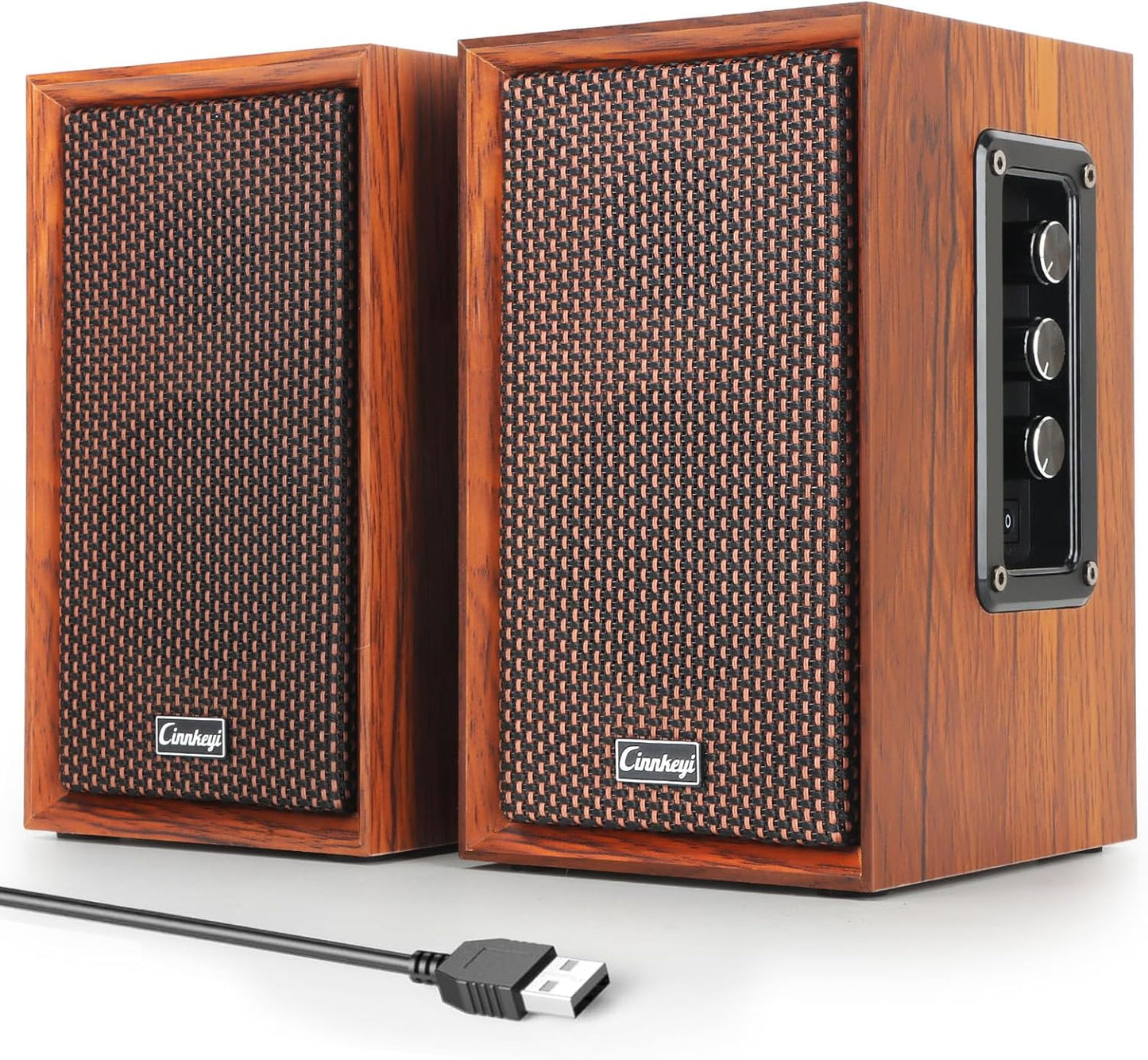 Powerful 40W Wooden PC Speakers - Strong Bass