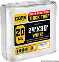 20 ft x 24 ft Heavy Duty 20 Mil White Tarp Cover - Waterproof
