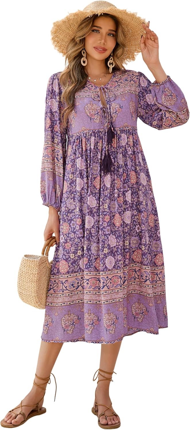 R.Vivimos Women's Long Sleeve Floral Print Midi Dress Review