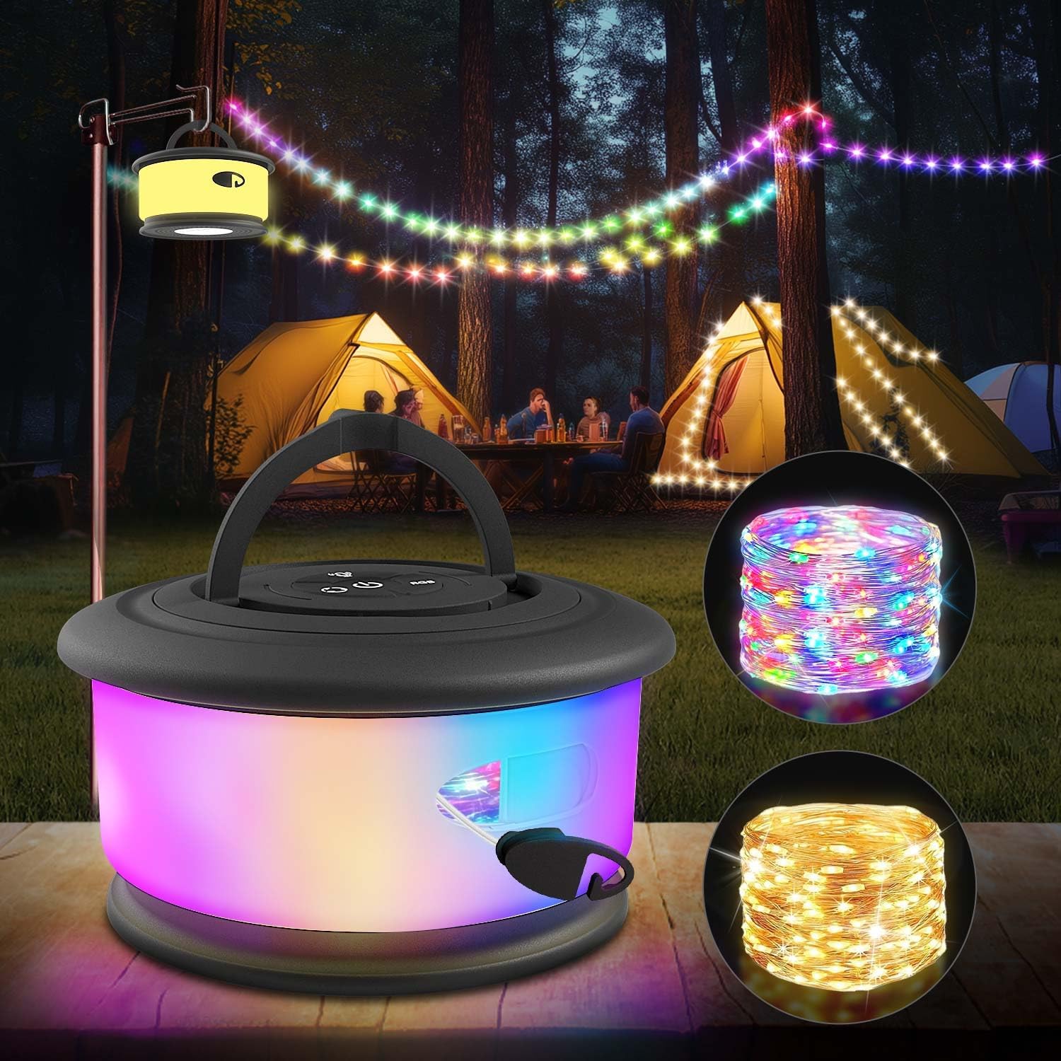 Zocelight 2-in-1 Rechargeable Camping String Lights: 19 Modes