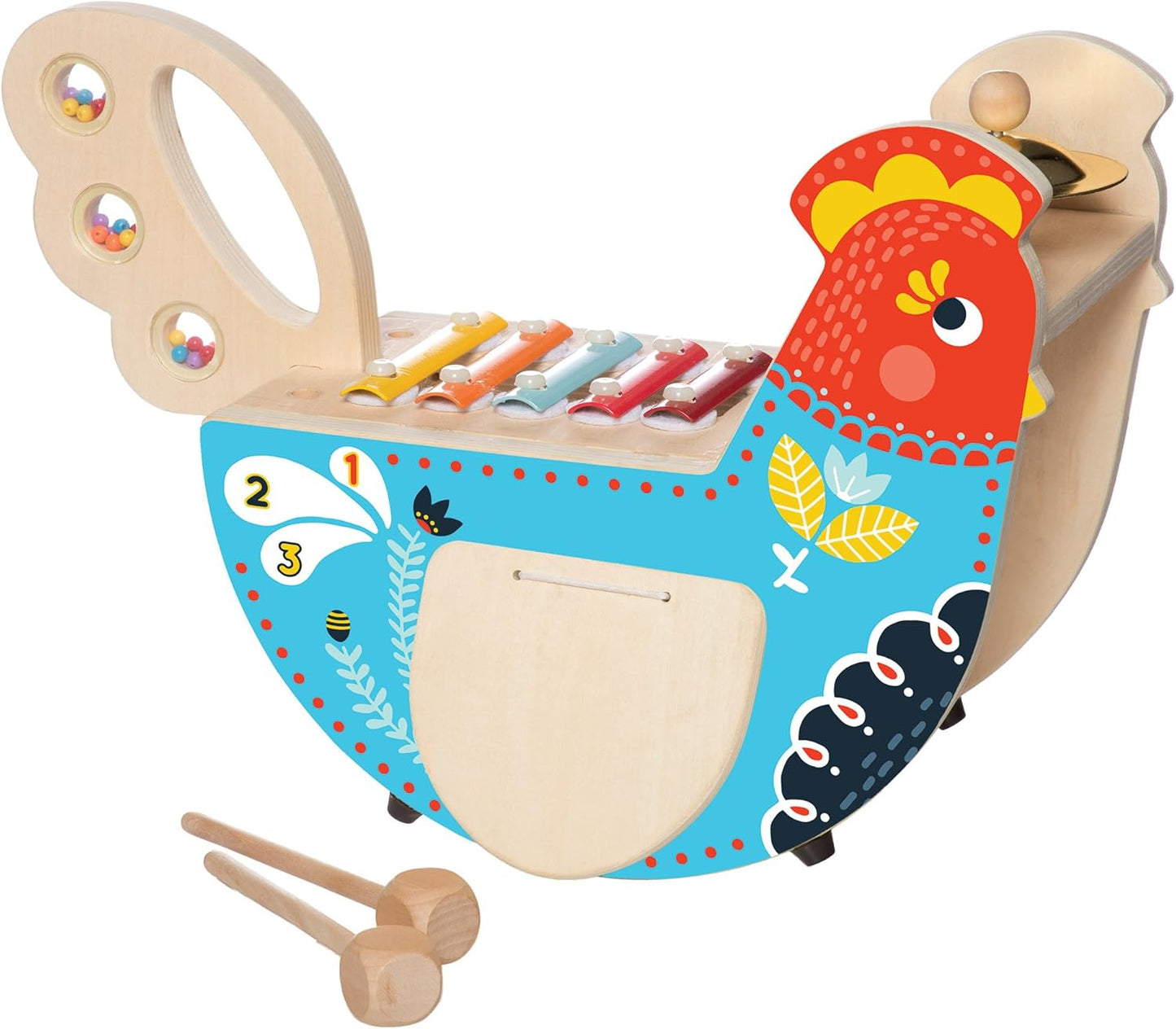 Musical Chicken Wooden Instrument for Toddlers with Xylophone