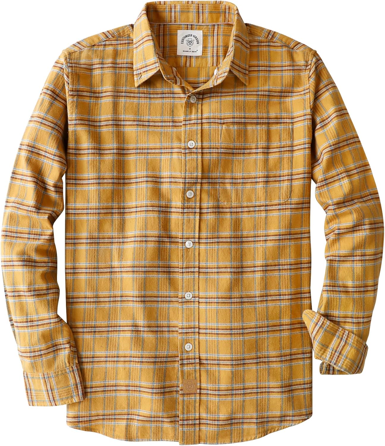 Dubinik Mens Flannel Shirt 100% Cotton Long Sleeve Plaid Style