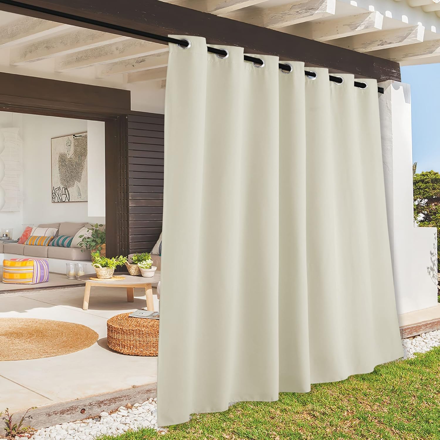RYB HOME Outdoor Curtains for Patio - Waterproof Privacy Blackout