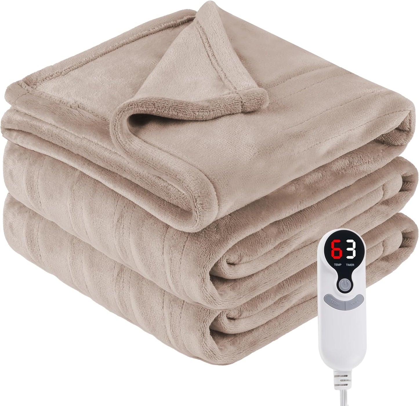 Electric Heated Blanket Throw, 50in x 60in with 6 Heat Levels