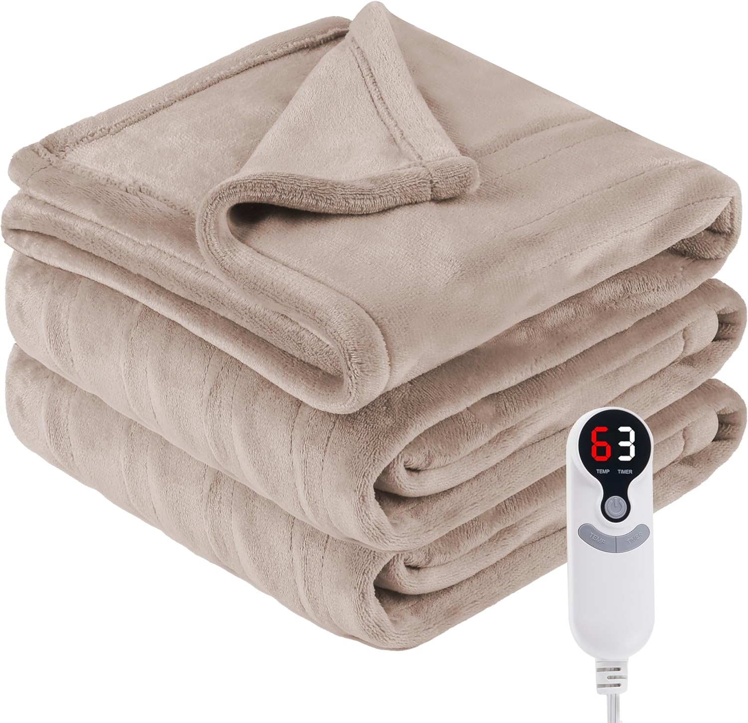 Electric Heated Blanket Throw, 50in x 60in with 6 Heat Levels