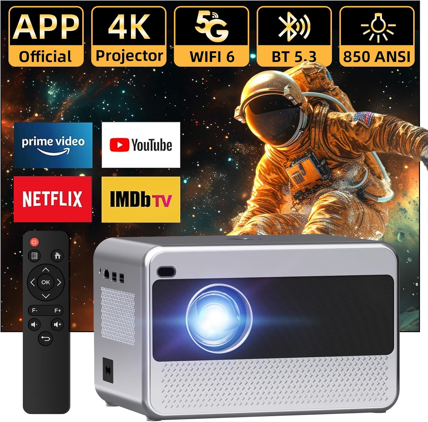 Wireless Outdoor Movie Projector: Electric Focus, Smart Apps, 850 ANSI ~ COOLKANGAROO