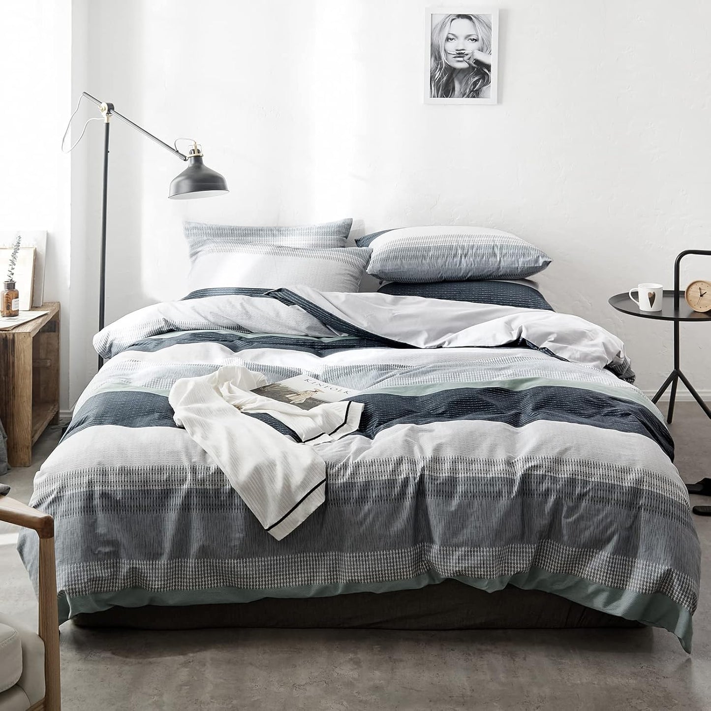 VM VOUGEMARKET Striped Duvet Cover Set for Modern Bedrooms