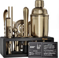 Brushed Brass Mixology Kit - 15 Piece Bar Tool Set for Home