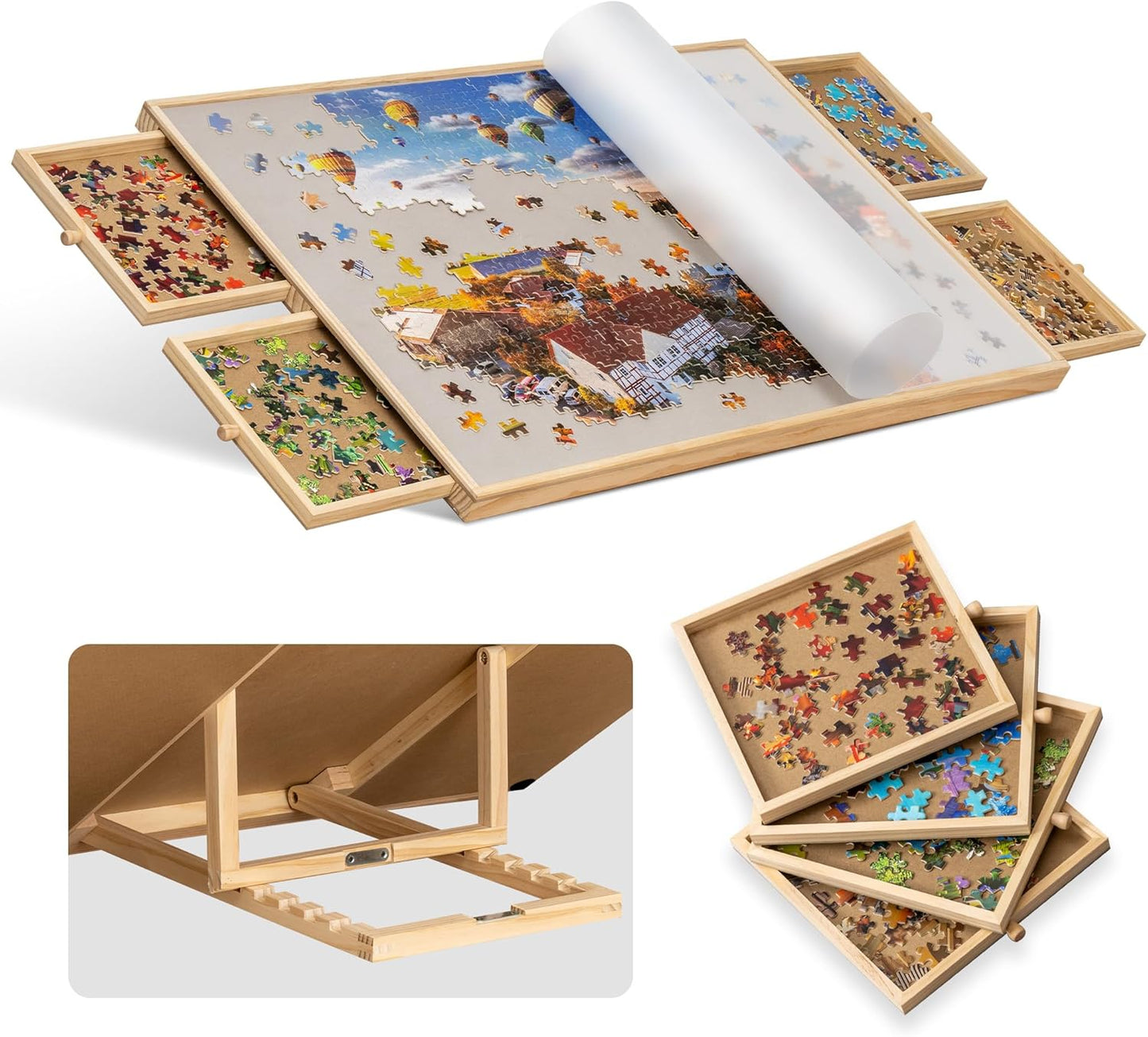 Becko US 1000-Pc Tilting Puzzle Board with 4 Drawers & Cover