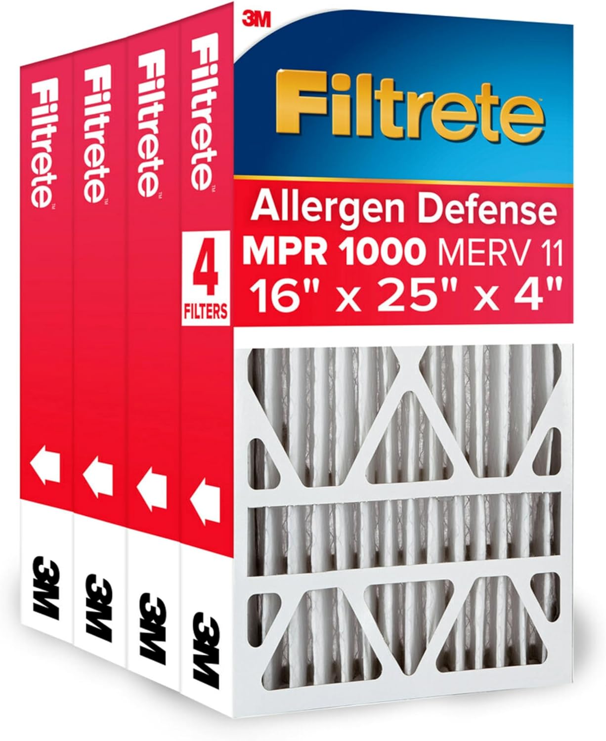 Filtrete 16x25x4 Air Filter 4-Pack, Allergen Defense