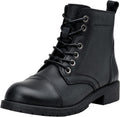 Women's Genuine Leather Ankle Boots Lace Up Low Heel