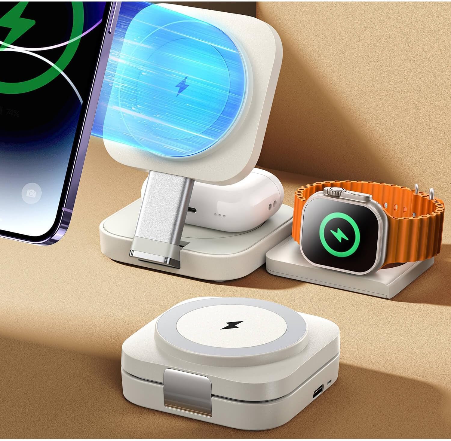 LISEN 3-in-1 Wireless Charging Station | Travel-Friendly Power Hub