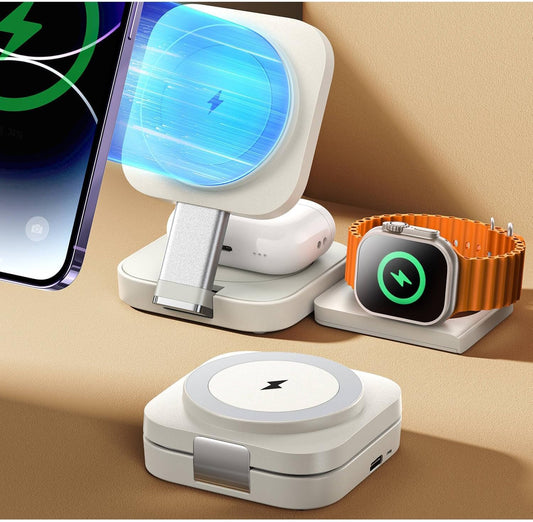LISEN 3-in-1 Wireless Charging Station | Travel-Friendly Power Hub