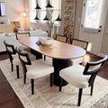 HNY Mid Century Modern Rattan Dining Chairs Set of 6 - Linen