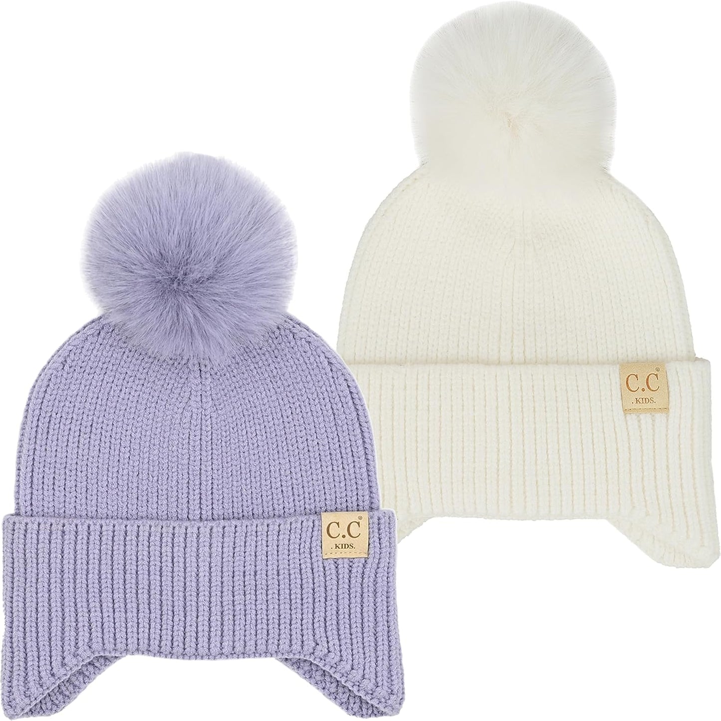 Funky Junque Toddler Pom Beanie for Kids - Warm Winter Hat