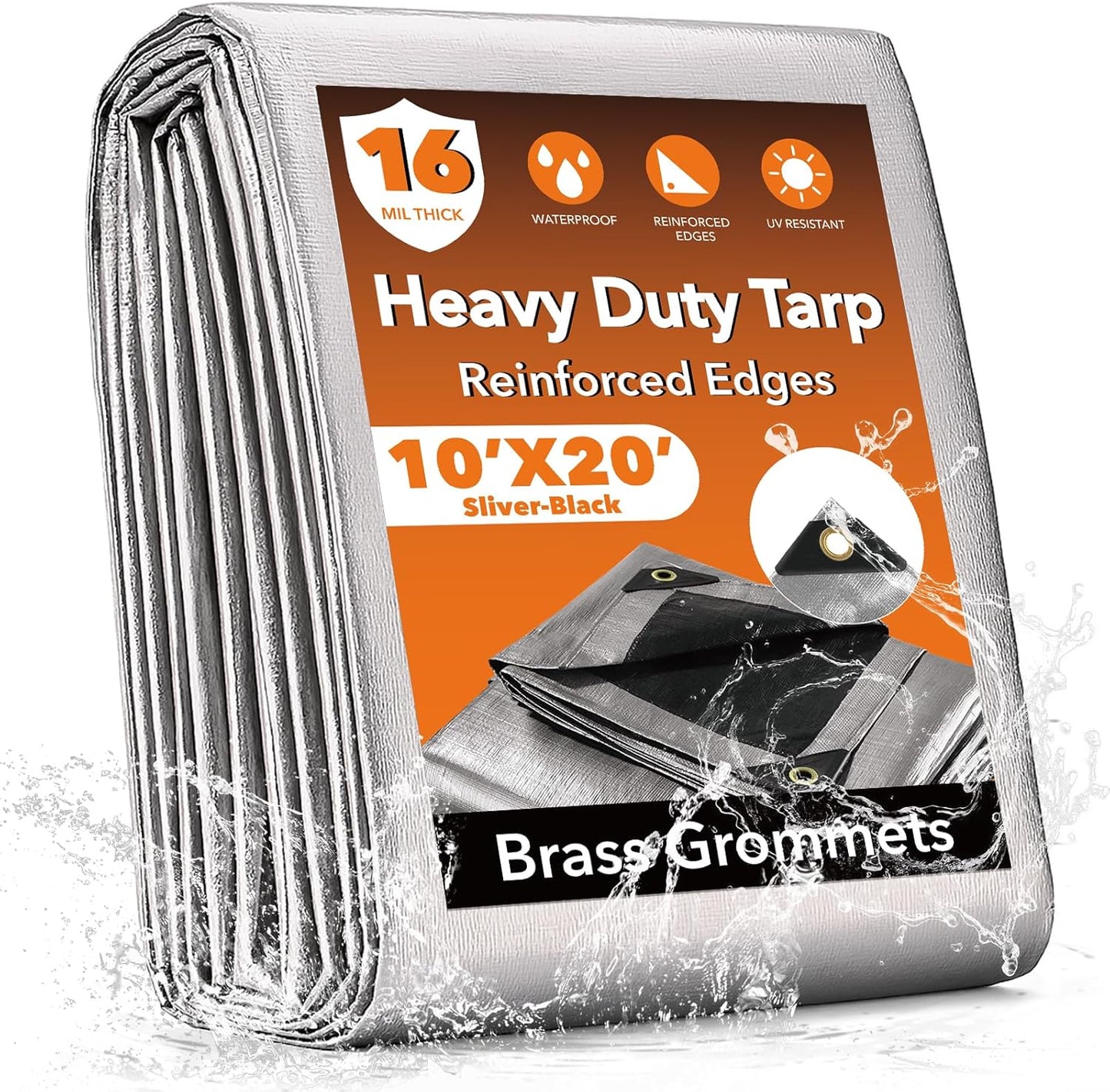 10x20FT Waterproof Tarp - Heavy Duty 16 Mil Poly Tarp