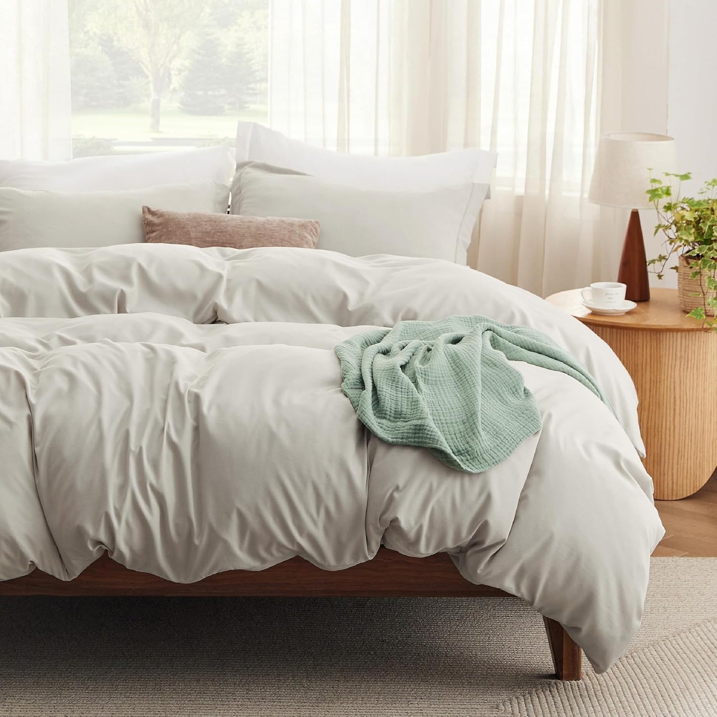 California King Duvet Cover Set with Fitted Sheet for Comfort