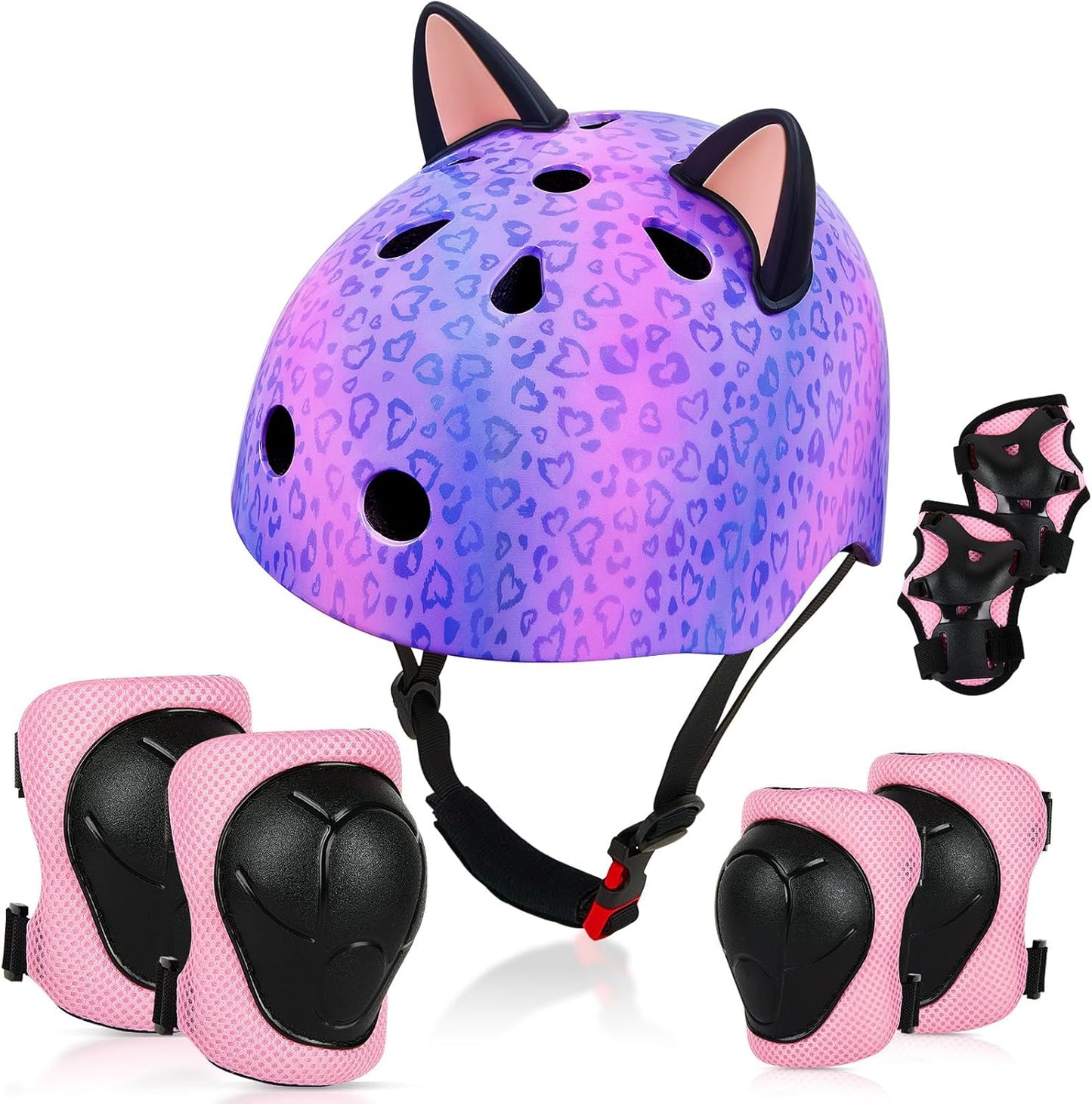 Kids Bike Helmet Set with Knee and Elbow Pads for Ages 8-14