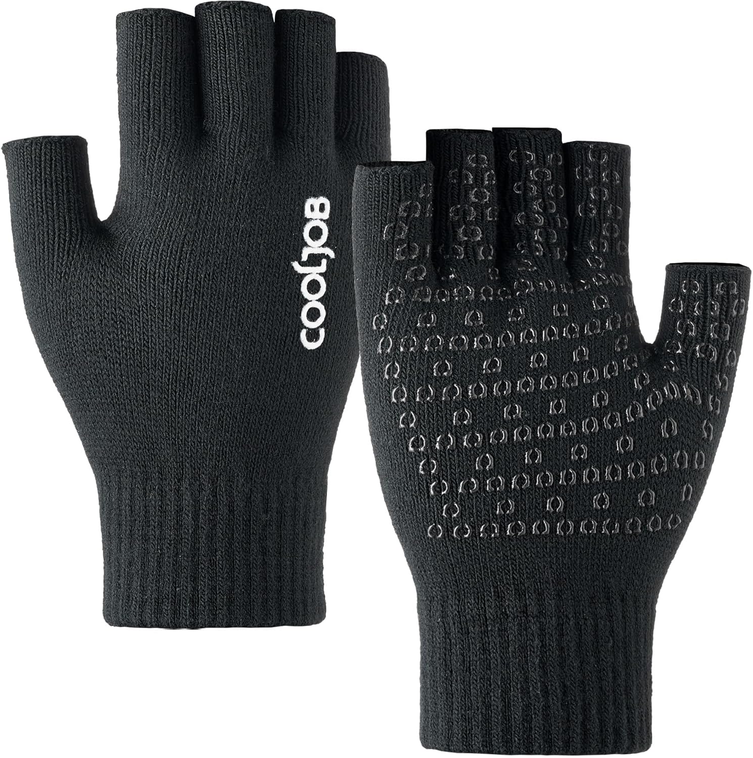 COOLJOB Warm Knit Fingerless Gloves with Grip
