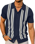 PJ PAUL JONES Mens Polo Shirts Vintage Striped Knitted Polo