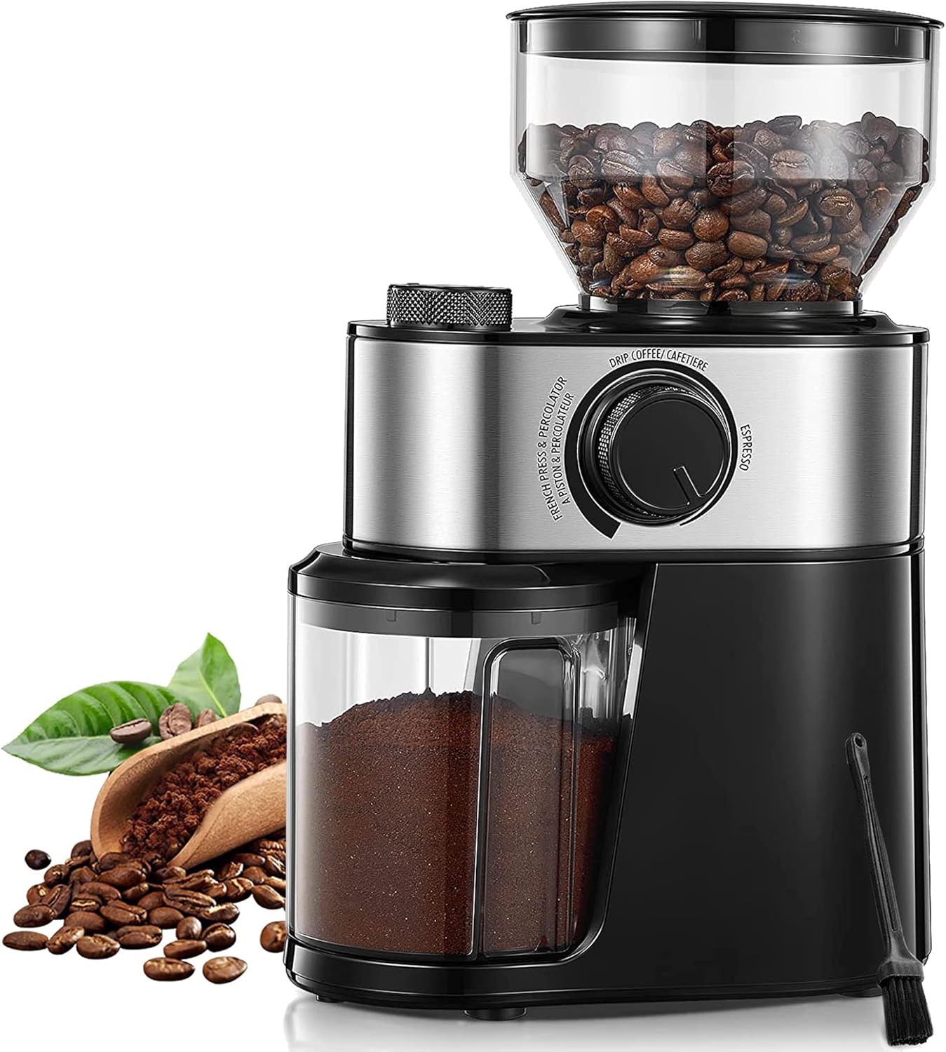 FOHERE Electric Burr Coffee Grinder: 18 Grind Settings