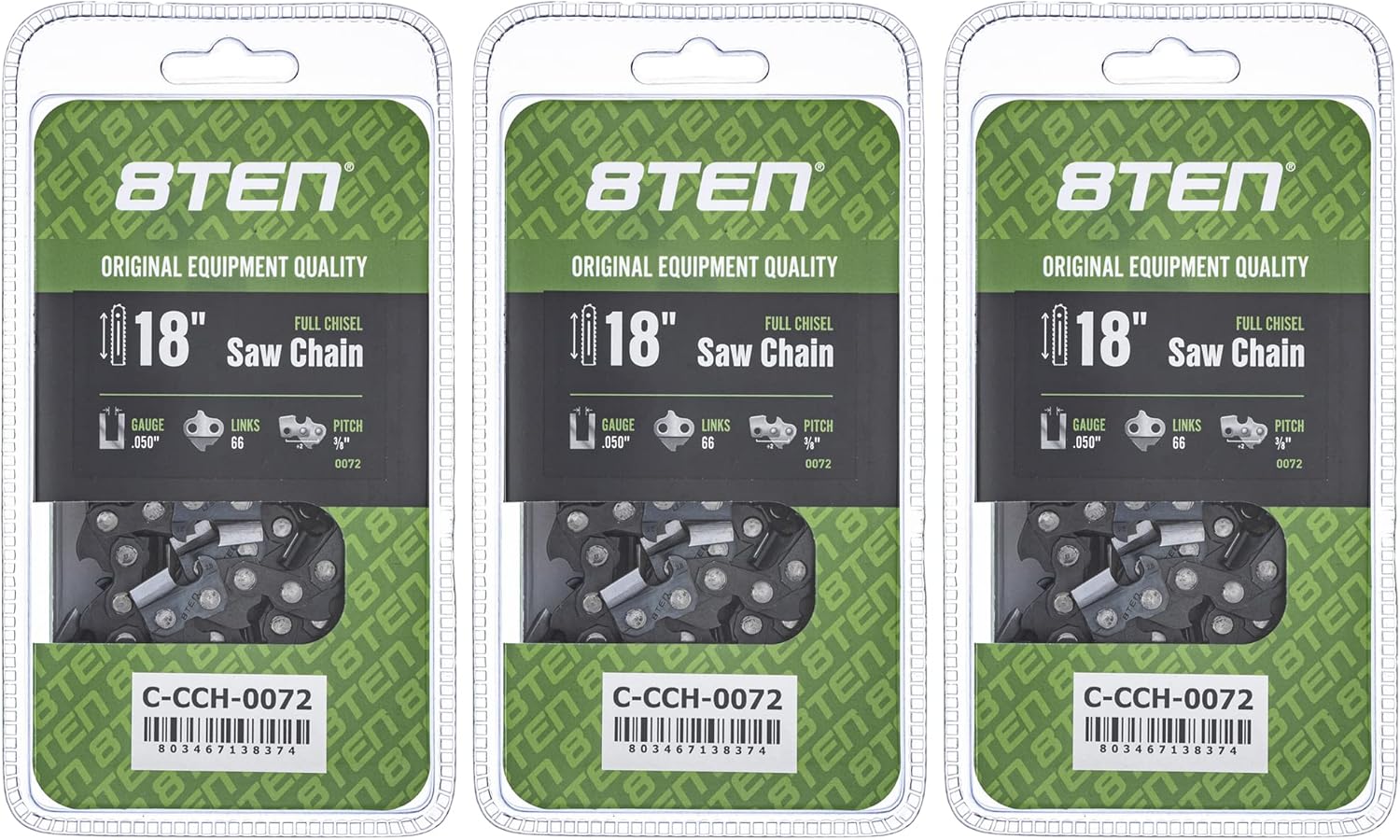 8TEN Full Chisel Chainsaw Chain 18 Inch for Echo and Stihl