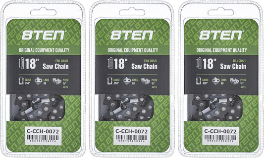8TEN Full Chisel Chainsaw Chain 18 Inch for Echo and Stihl