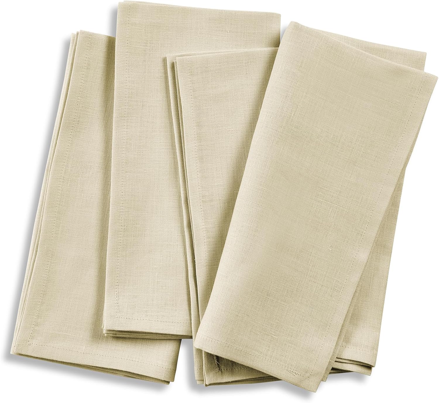 Linen Napkins Set of 4 - 100% Pure Linen Birch Dinner Napkins