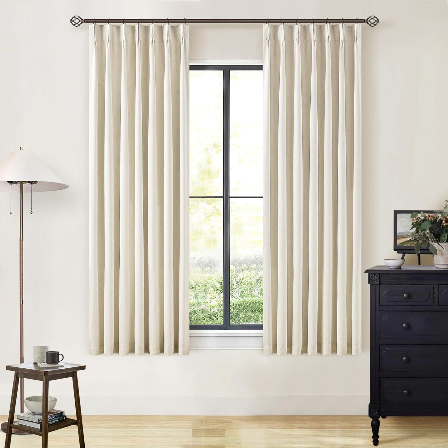 Linen Black Out Curtains 63 Inch Long for Bedroom Elegance