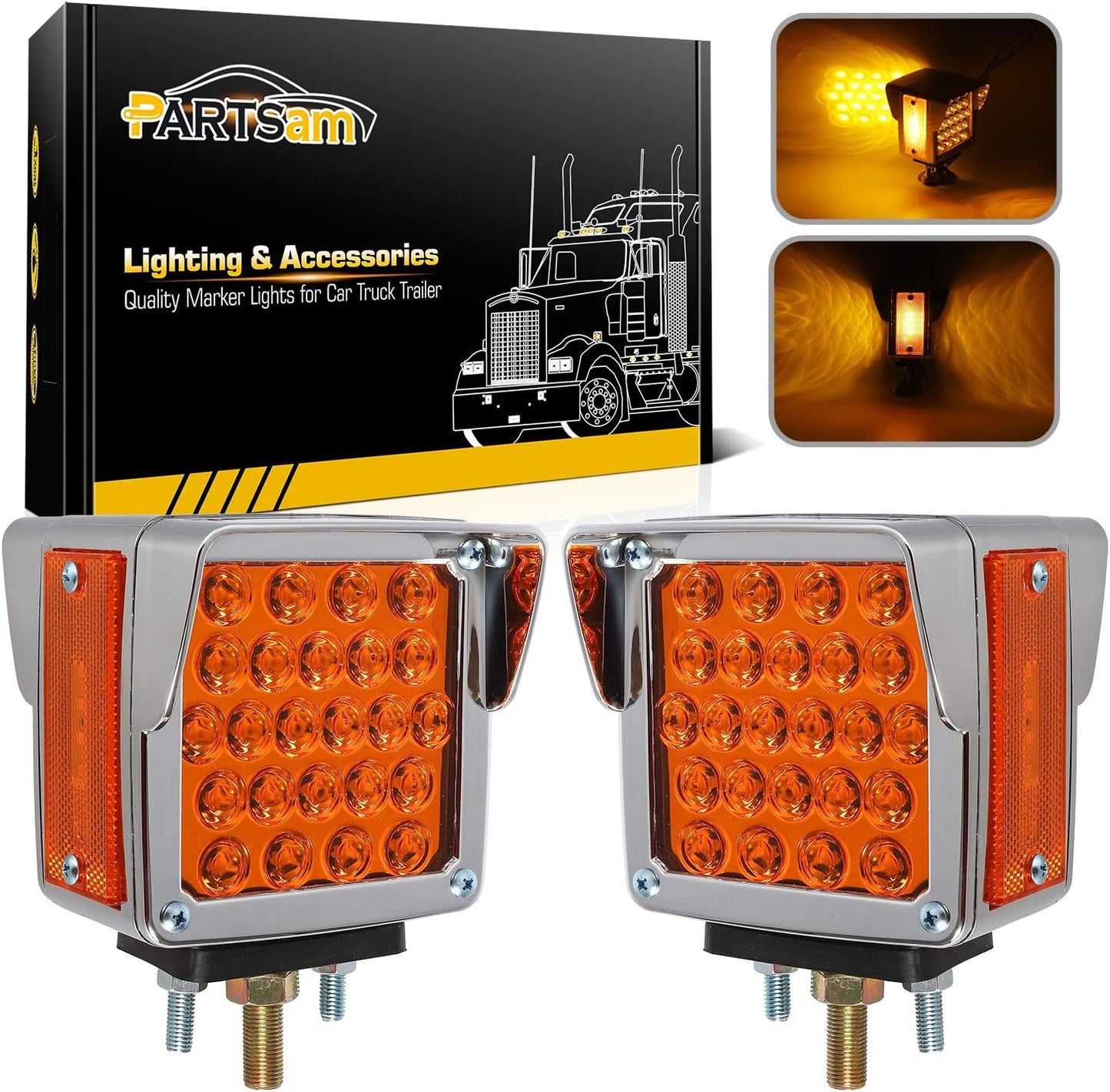 Partsam 2Pcs Amber Dual Face Square LED Trailer Lights Review
