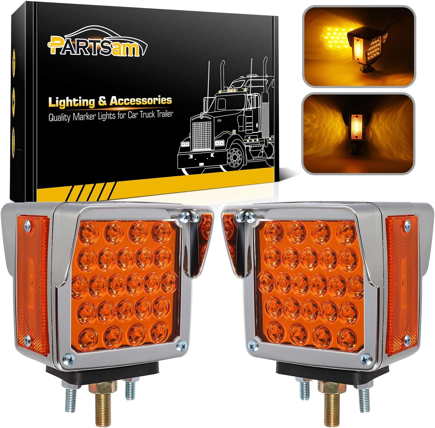 Partsam 2Pcs Amber Dual Face Square LED Trailer Lights Review