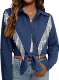 Sparkly Fringe Cropped Button Down Shirt - Western Cowgirl Style any