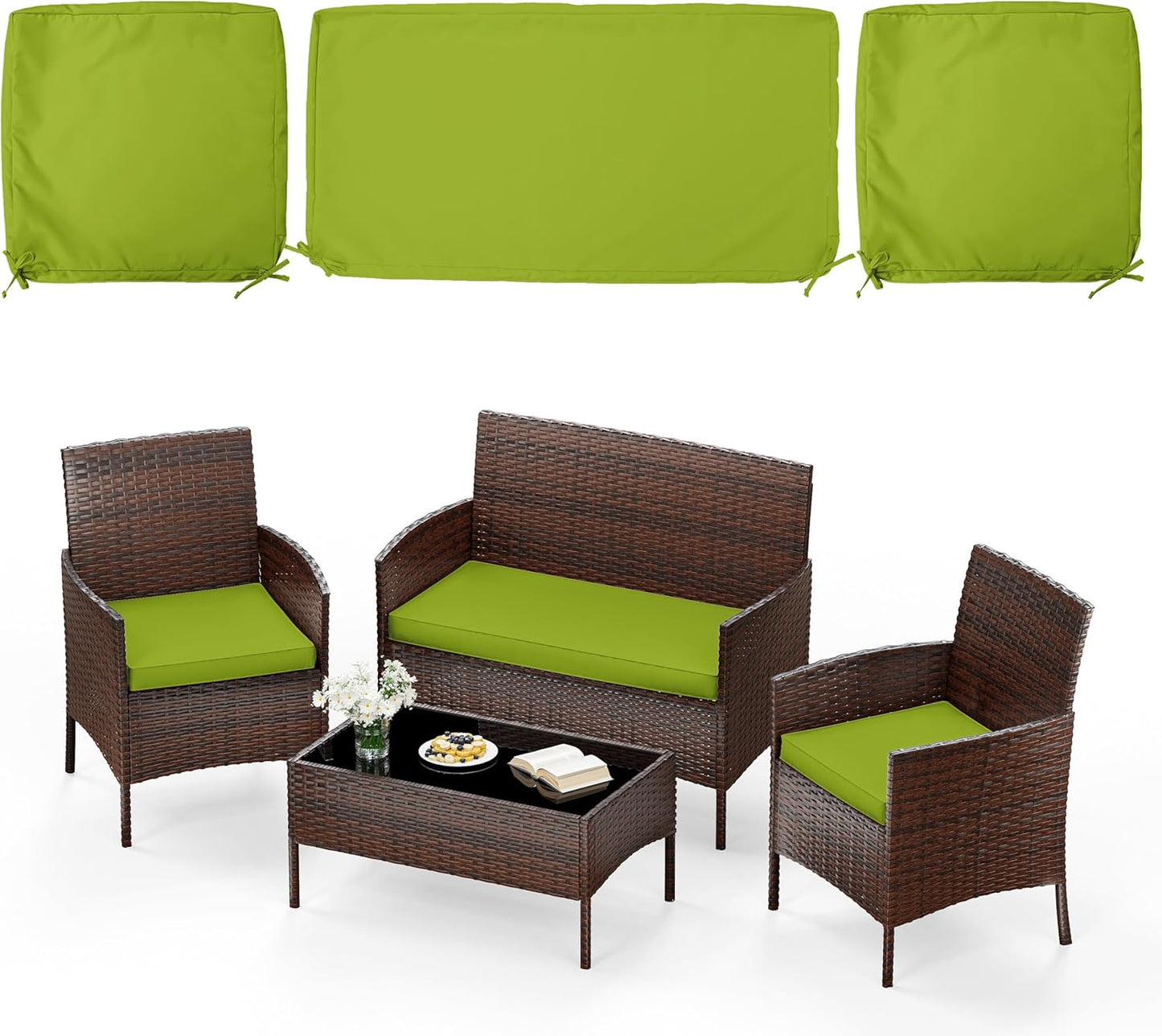 Outdoor Seat Cushion Replacement Set for Wicker Rattan Furniture