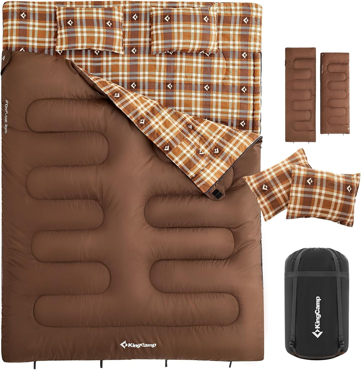 KingCamp Double Sleeping Bag for Adults, XXL Flannel Comfort
