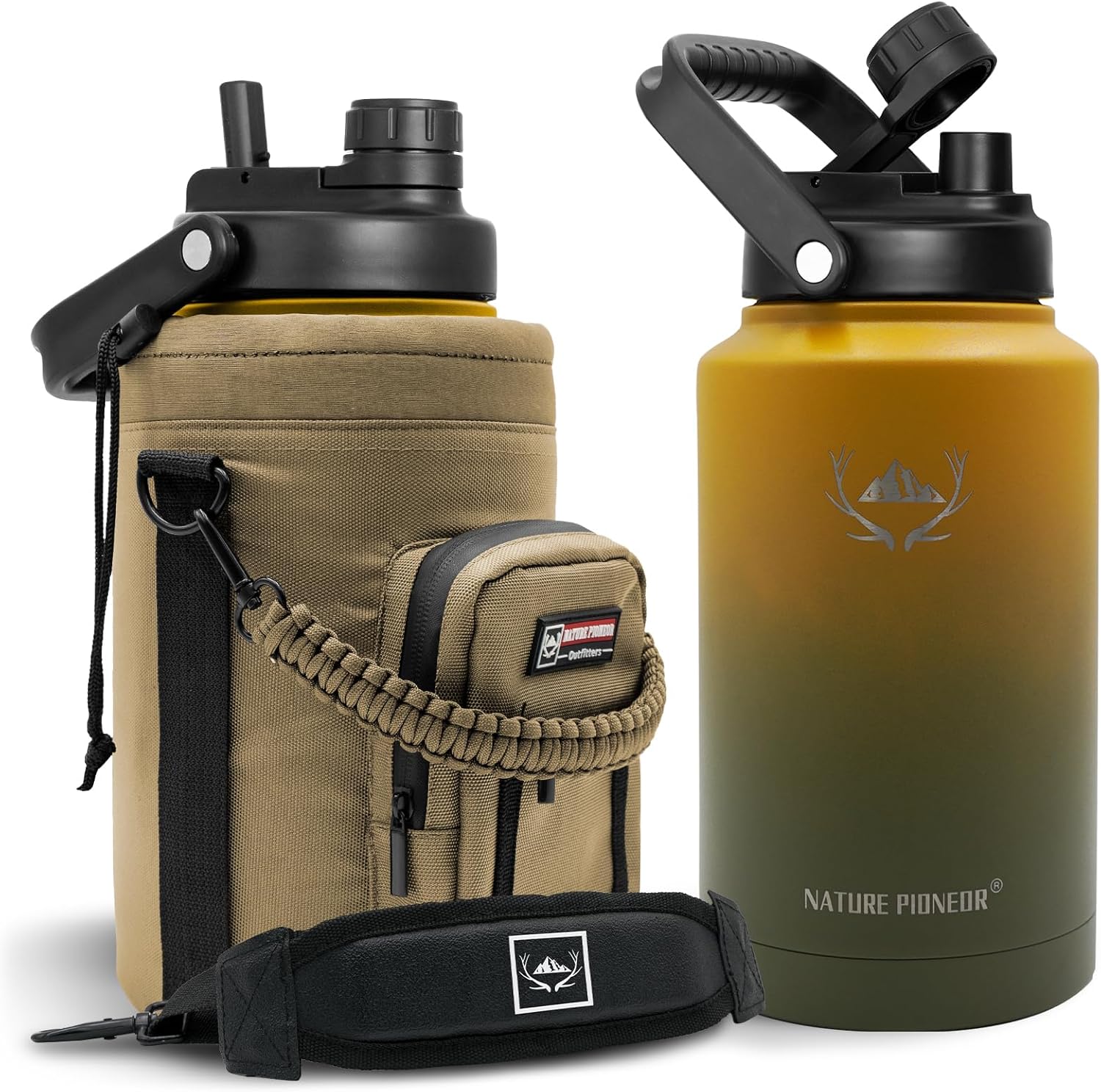Insulated One Gallon Water Bottle with Holder for Hydration