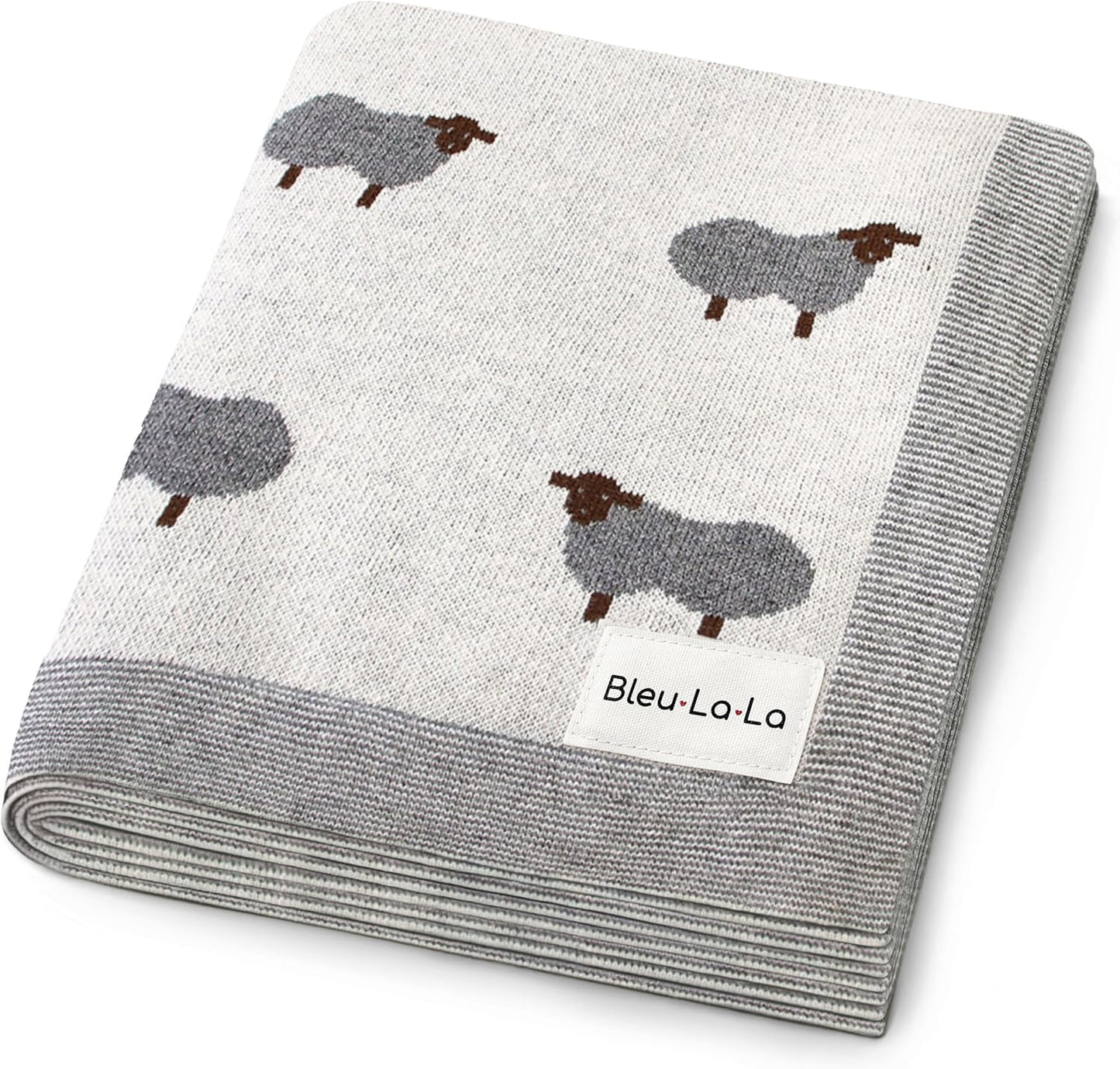 Luxury Cotton Knit Swaddle Baby Blanket - Soft Cozy Unisex Gift