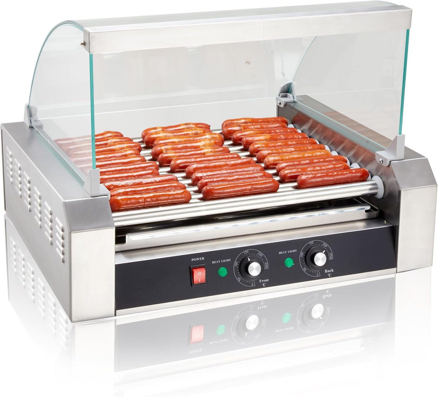 SYBO Hot Dog Roller Machine for 30 Hot Dogs with Glass Cover