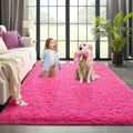 Kimicole 5x8 Pink Area Rug - Soft Fluffy Shaggy High Pile Comfort