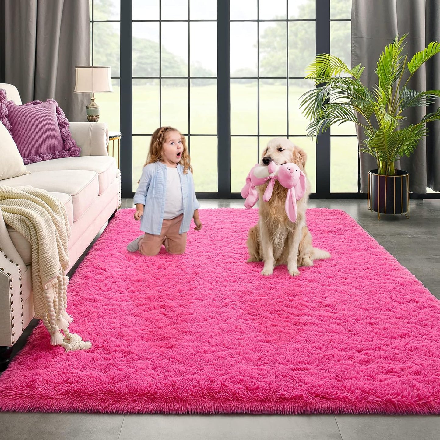 Kimicole 5x8 Pink Area Rugs for Bedroom and Living Room Decor