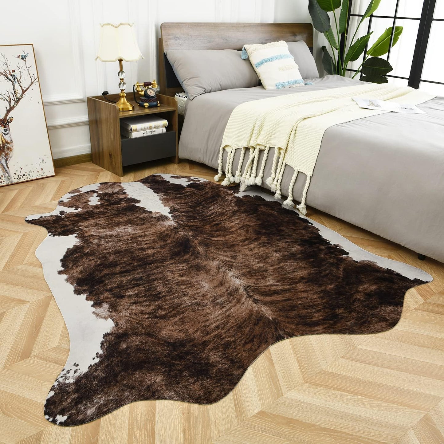 Easycozy Faux Cowhide Large Cow Print Rug for Home Decor
