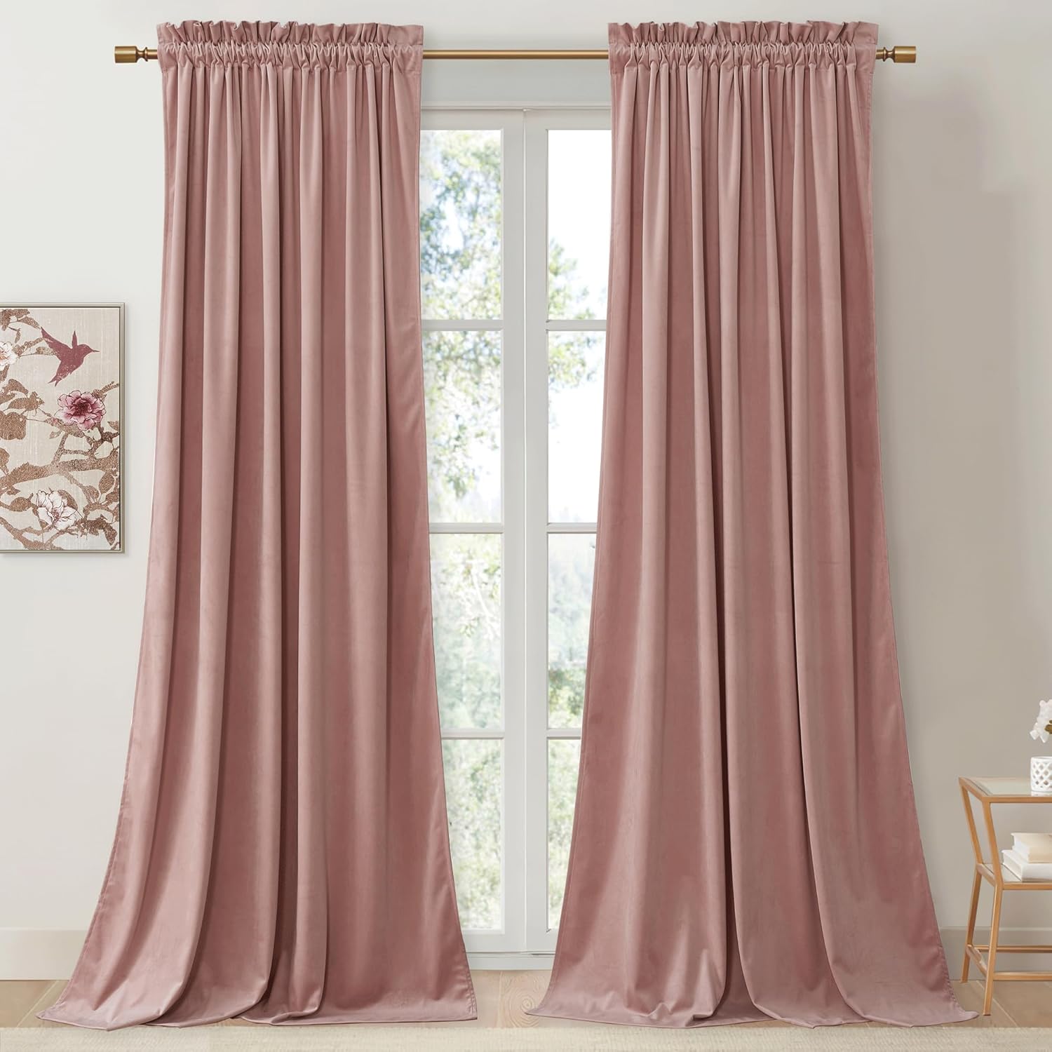 StangH Pink Velvet Curtains for Nursery and Living Room Decor