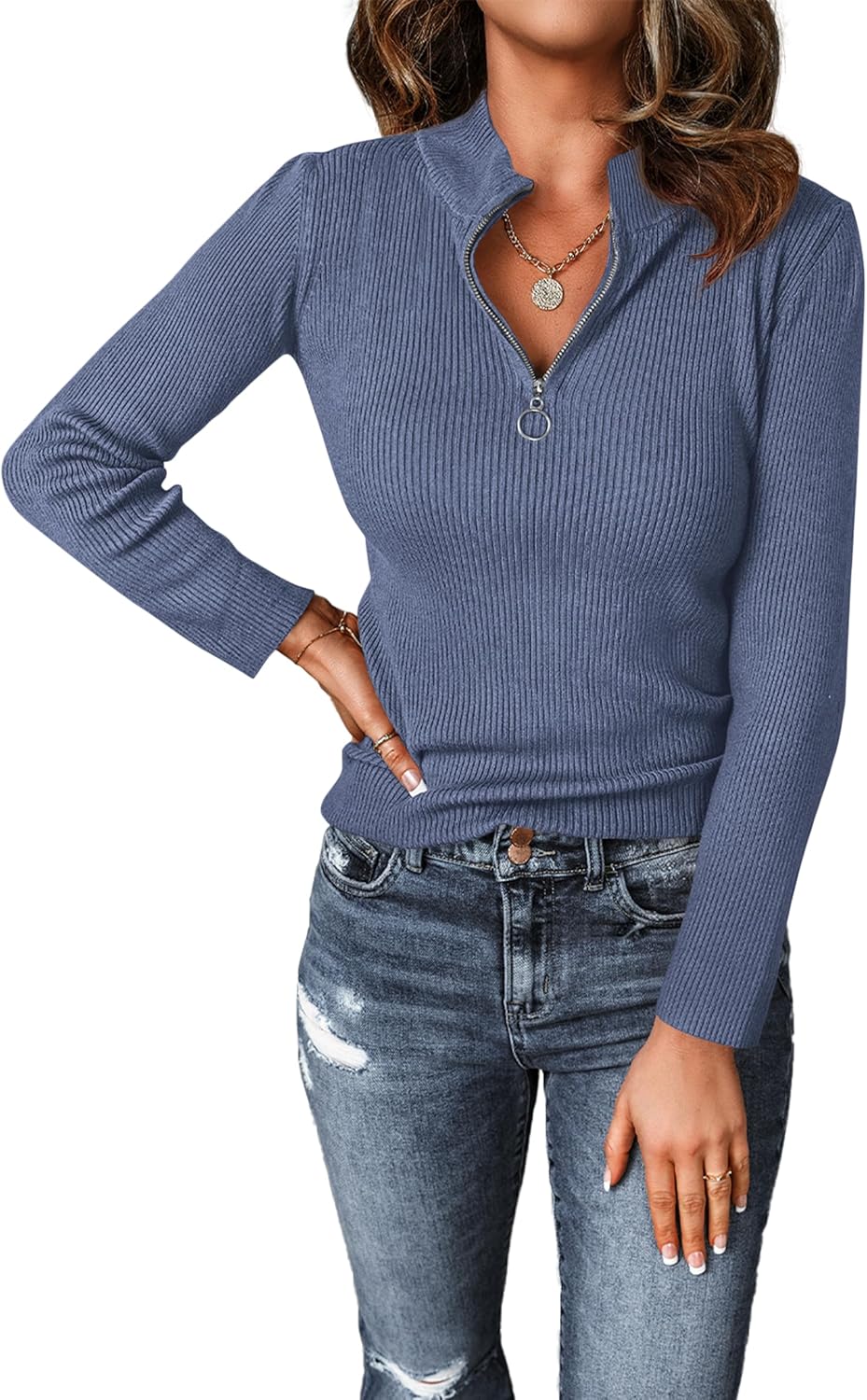 PRETTYGARDEN Fall Quarter Zip Pullover Sweaters for Women