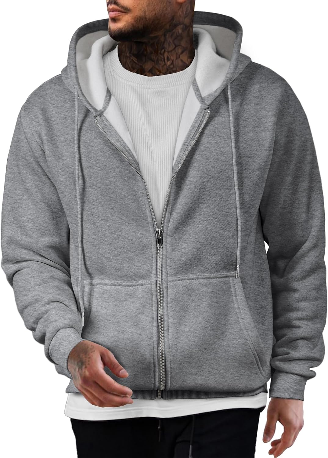 JMIERR Mens Full Zip Casual Cotton Hooded Fleece Sweatshirts