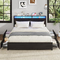 King Size Bed Frame with 4 Storage Drawers and LED Lighting - Smart