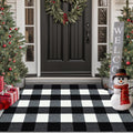 FONEYI Buffalo Plaid Outdoor Rug - Non Slip Absorbent Doormat